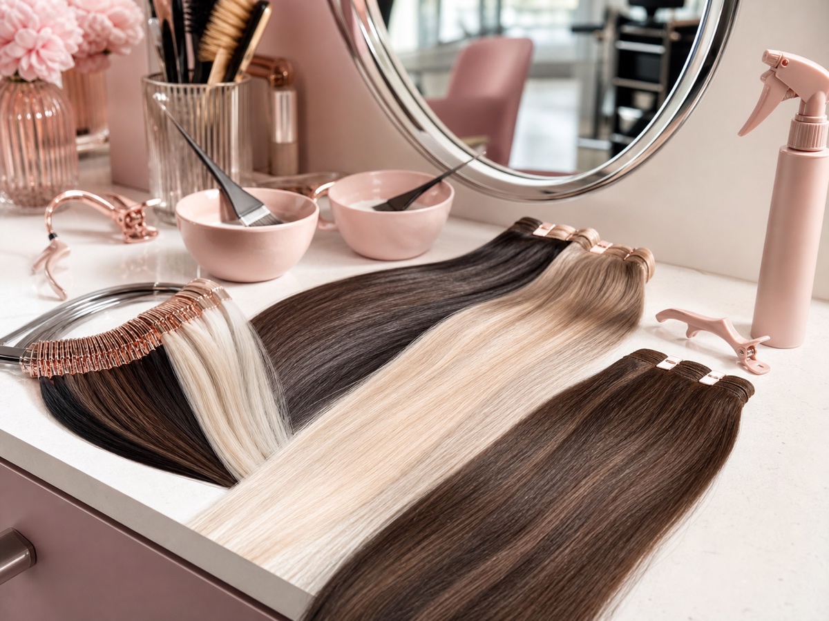 Hair colour swatches and hair extensions for Bournemouth salon appointments