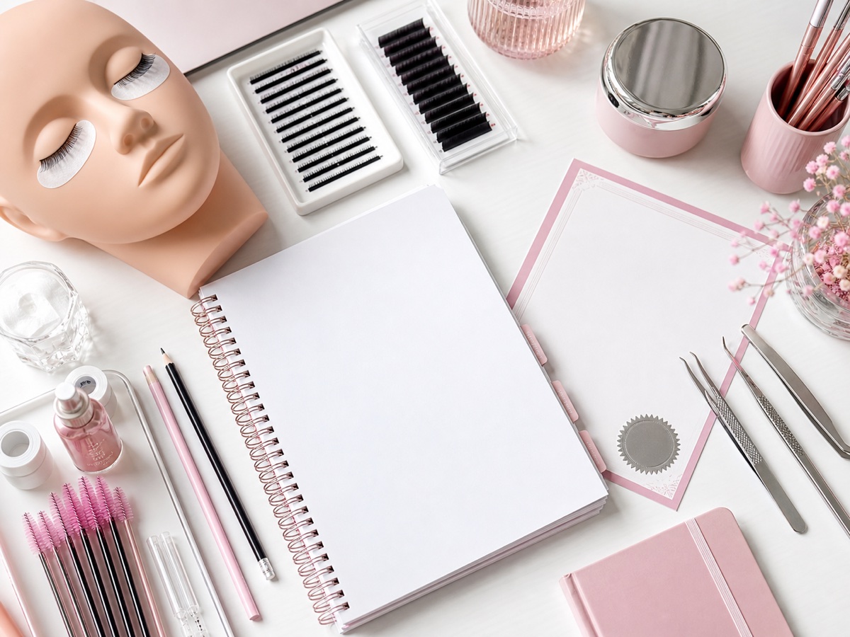Lash training tools, manuals and practice materials for accredited beauty courses